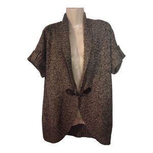 Dress Barn short sleeve sweater with  clasp closure in front and button accents